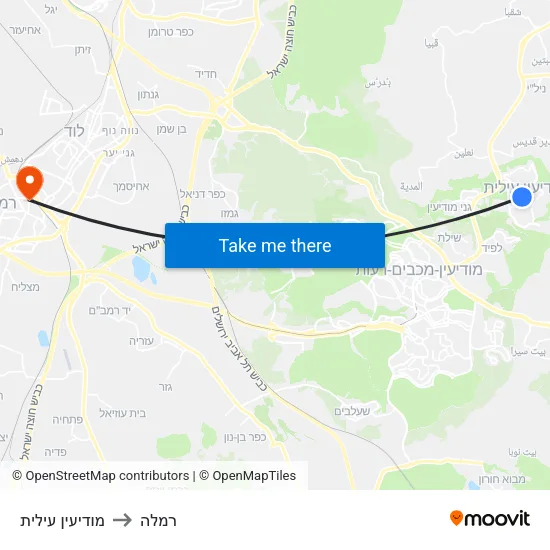 מודיעין עילית to רמלה map