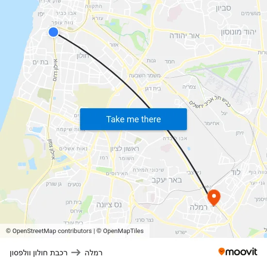 רכבת חולון וולפסון to רמלה map