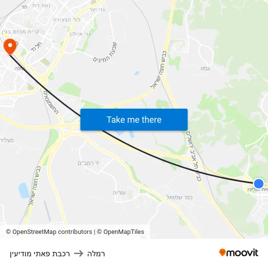 רכבת פאתי מודיעין to רמלה map