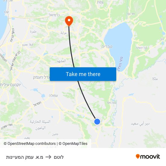 מ.א. עמק המעיינות to לוטם map
