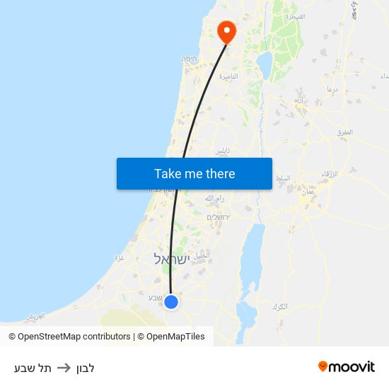 תל שבע to לבון map