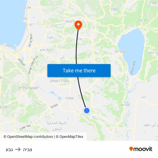 גבע to צביה map