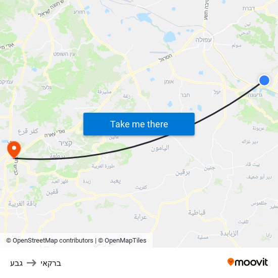 גבע to ברקאי map