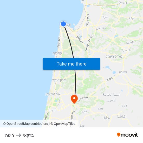 חיפה to ברקאי map