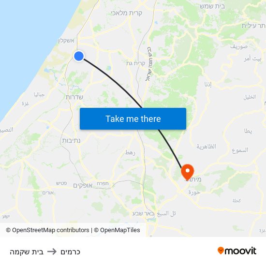 בית שקמה to כרמים map