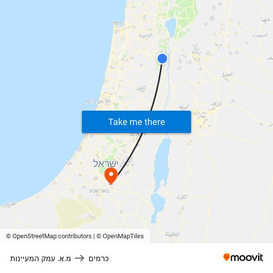 מ.א. עמק המעיינות to כרמים map