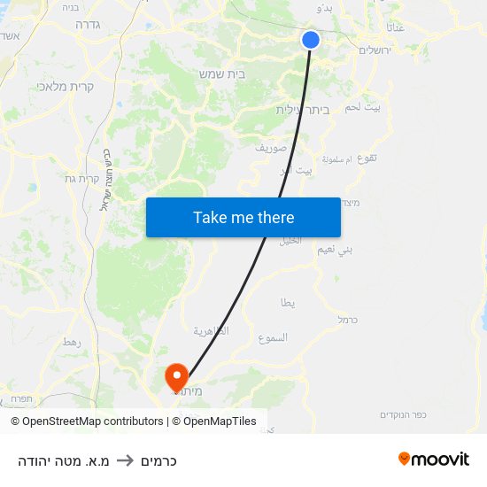 מ.א. מטה יהודה to כרמים map