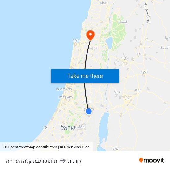 תחנת רכבת קלה העירייה to קורנית map