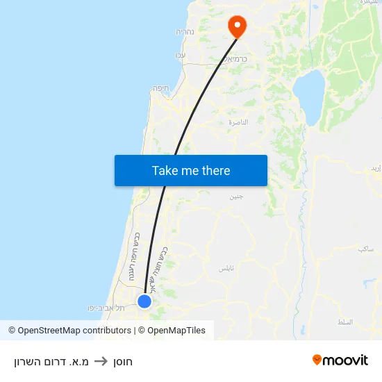 מ.א. דרום השרון to חוסן map