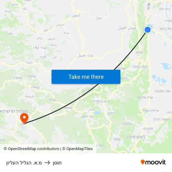 מ.א. הגליל העליון to חוסן map