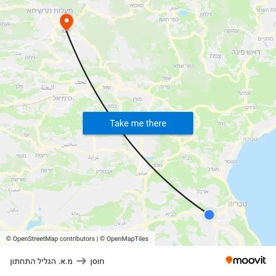 מ.א. הגליל התחתון to חוסן map