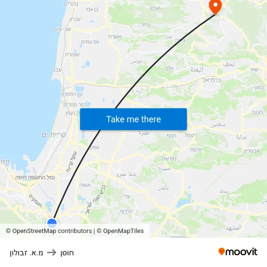 מ.א. זבולון to חוסן map