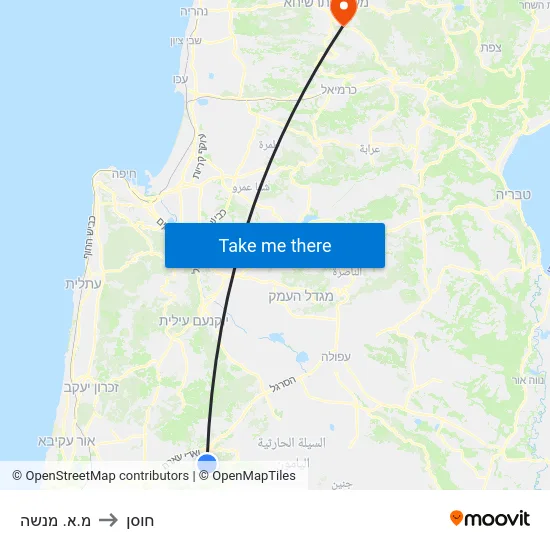 מ.א. מנשה to חוסן map