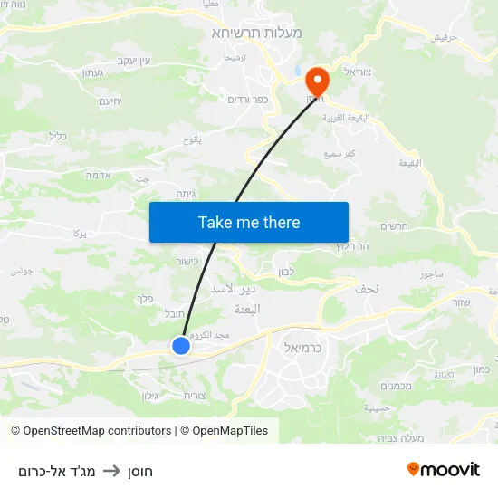 מג'ד אל-כרום to חוסן map