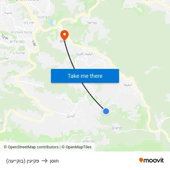 פקיעין (בוקייעה) to חוסן map