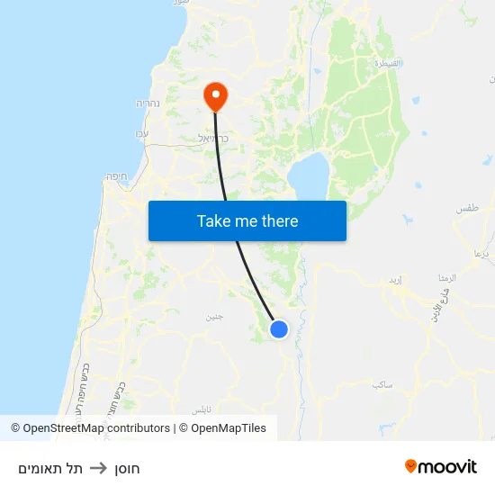 תל תאומים to חוסן map