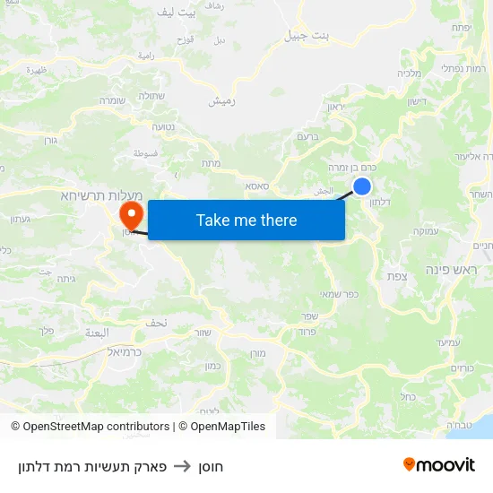 פארק תעשיות רמת דלתון to חוסן map