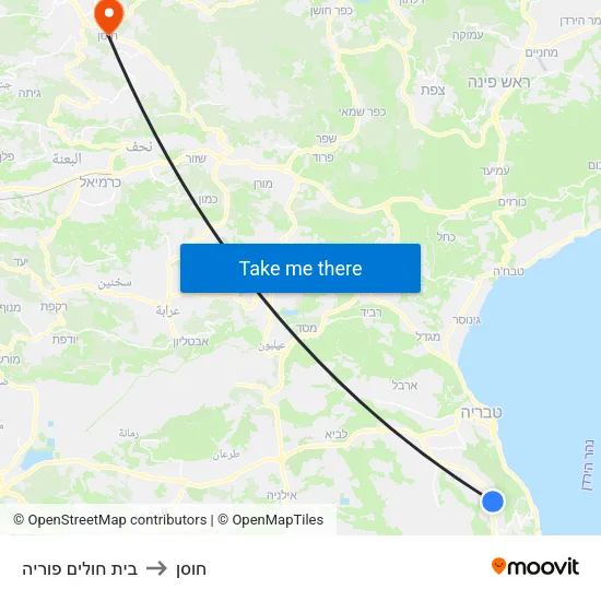 בית חולים פוריה to חוסן map