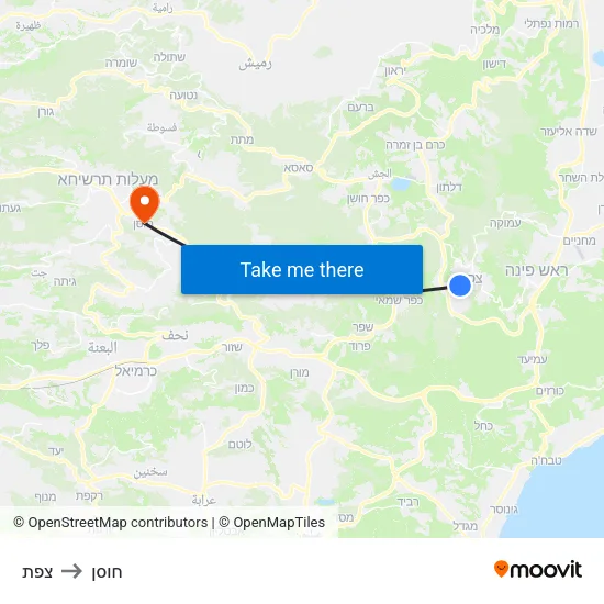 צפת to חוסן map
