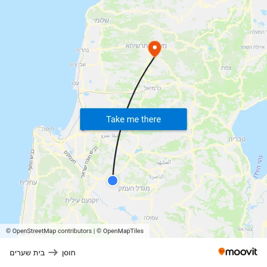 בית שערים to חוסן map