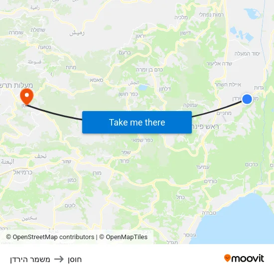 משמר הירדן to חוסן map