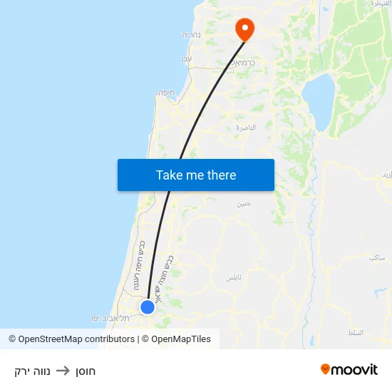 נווה ירק to חוסן map