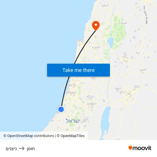 ניצנים to חוסן map