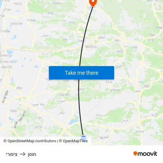 ציפורי to חוסן map