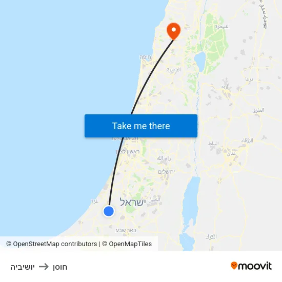 יושיביה to חוסן map