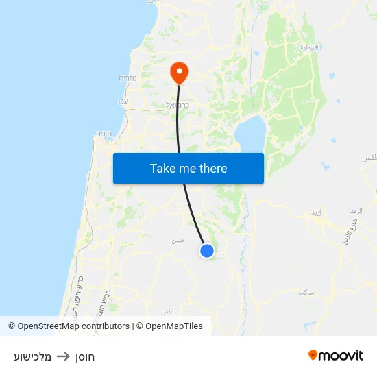 מלכישוע to חוסן map