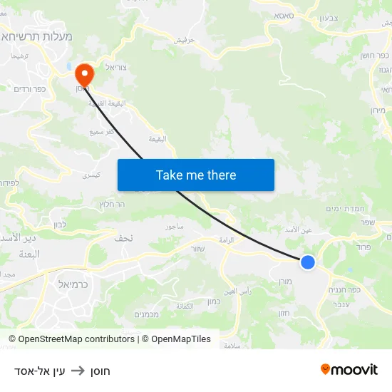 עין אל-אסד to חוסן map