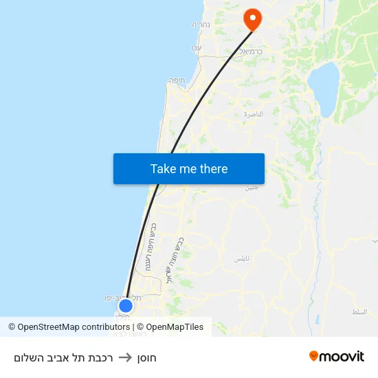 רכבת תל אביב השלום to חוסן map