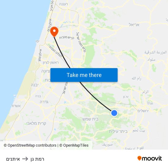 איתנים to רמת גן map