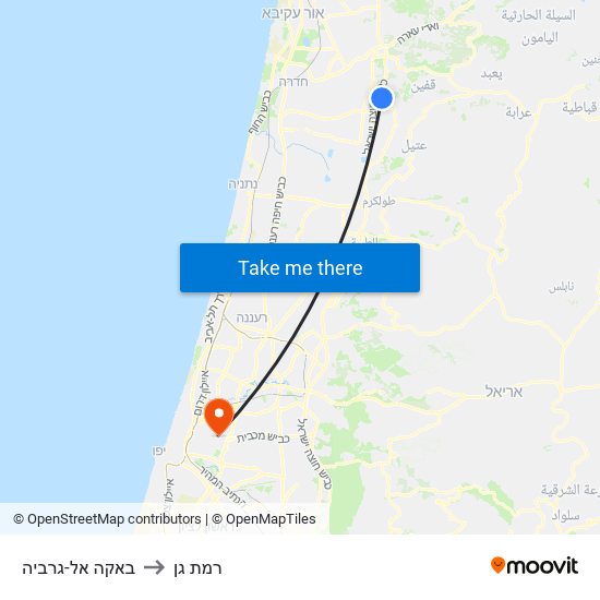 באקה אל-גרביה to רמת גן map