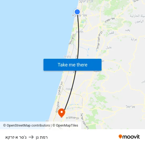ג'סר א-זרקא to רמת גן map