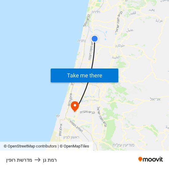 מדרשת רופין to רמת גן map