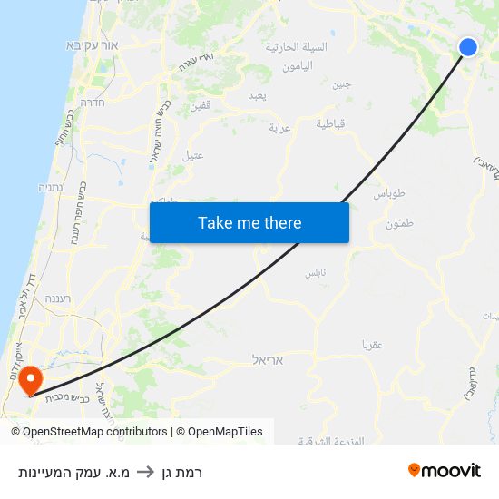 מ.א. עמק המעיינות to רמת גן map