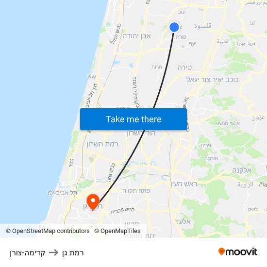 קדימה-צורן to רמת גן map
