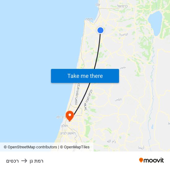 רכסים to רמת גן map