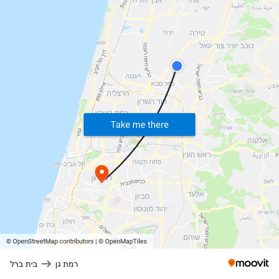 בית ברל to רמת גן map