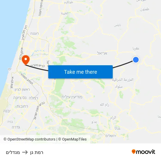 מגדלים to רמת גן map