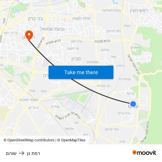 שוהם to רמת גן map