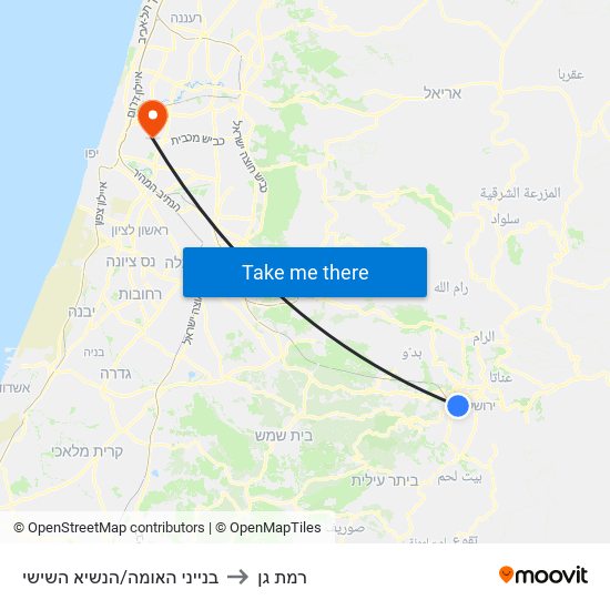 בנייני האומה/הנשיא השישי to רמת גן map