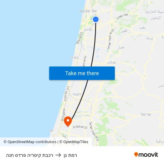 רכבת קיסריה פרדס חנה to רמת גן map