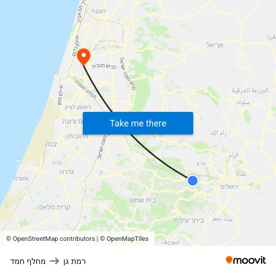 מחלף חמד to רמת גן map