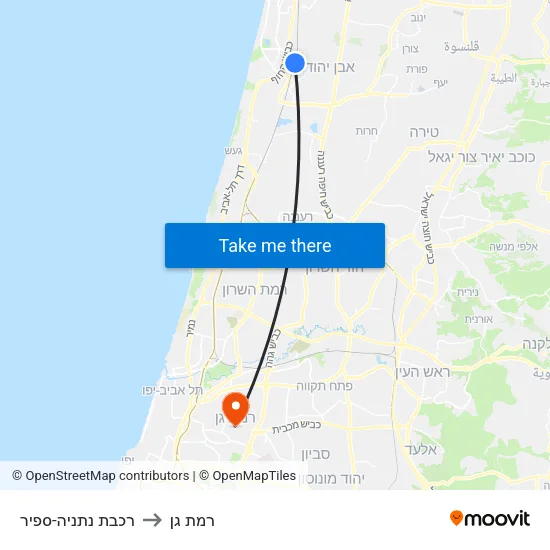 רכבת נתניה-ספיר to רמת גן map