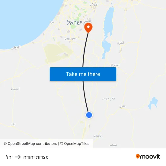 יהל to מצדות יהודה map