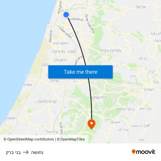 בני ברק to נחושה map