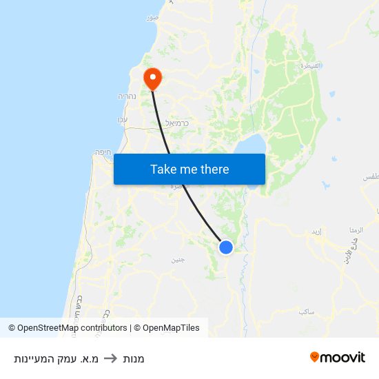 מ.א. עמק המעיינות to מנות map