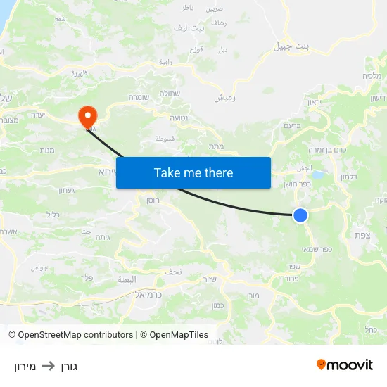 מירון to גורן map
